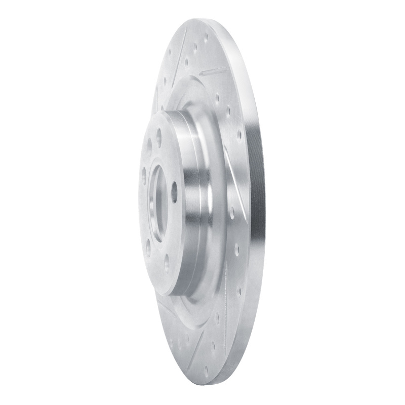 Volvo XC40 Brake Rotor (1) - Rear Left - R1 Concepts - Drilled & Slotted - Silver - `19-`25